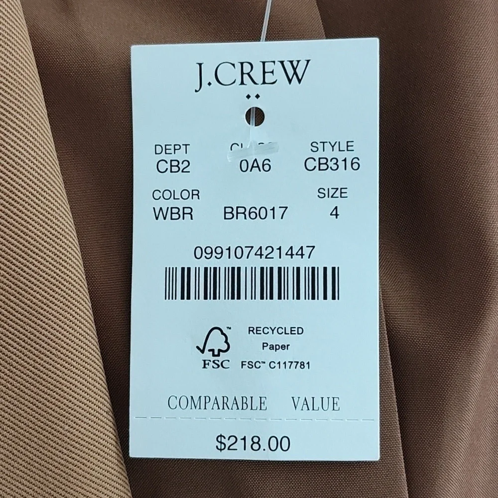 New JCREW Twill Double Breasted Blazer Size 4